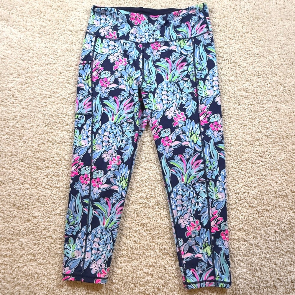 Lillyβ Pulitzer Luxletic Pineapple Paradise Cropped Leggings XL Preppy Athletic